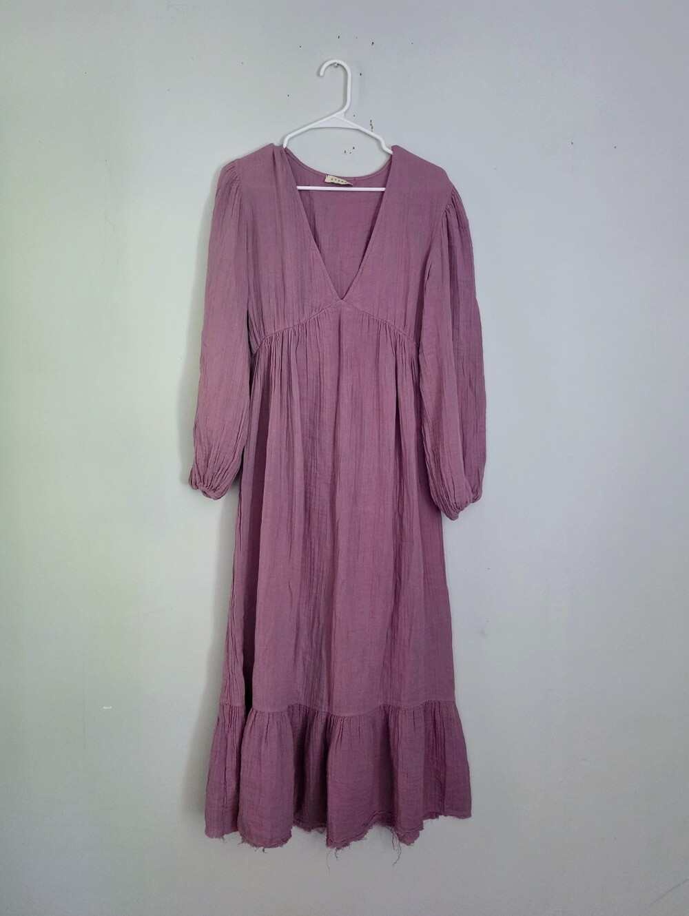 Stark X Boho Light Purple V-Neck Long Sleeve Maxi Dress